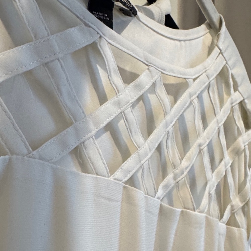 Express White Lattice Yoke Camisole